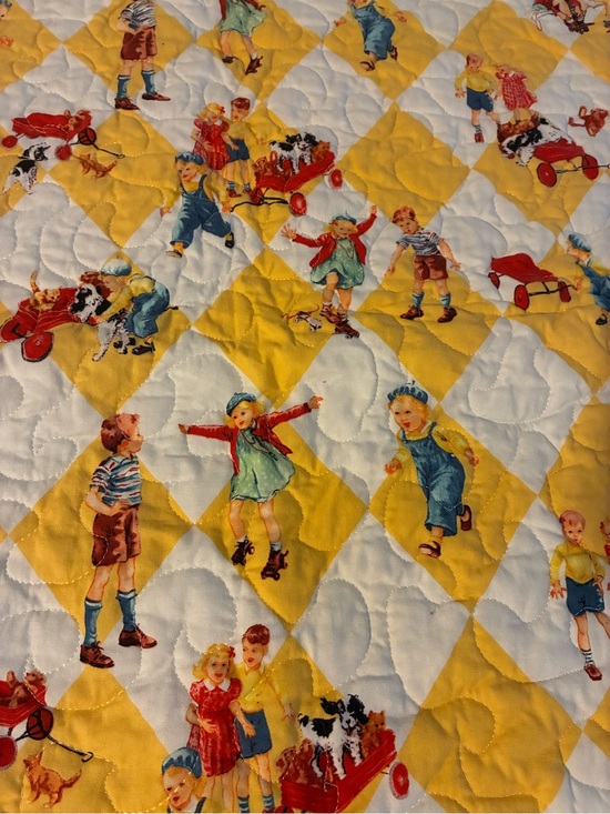 None Other - Vintage-Style Patchwork Dick & Jane Child’s Quilt